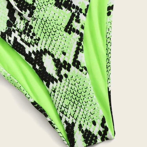 Lime green snake print one piece swimsuit by Matte Collection - Picture 4 of 6